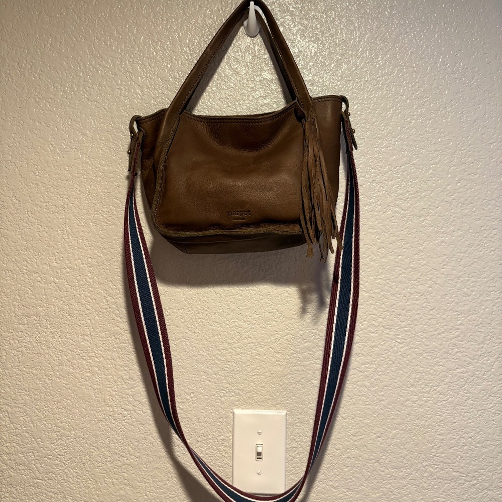 Margot Leather Bag With Canvas Crossbody Strap